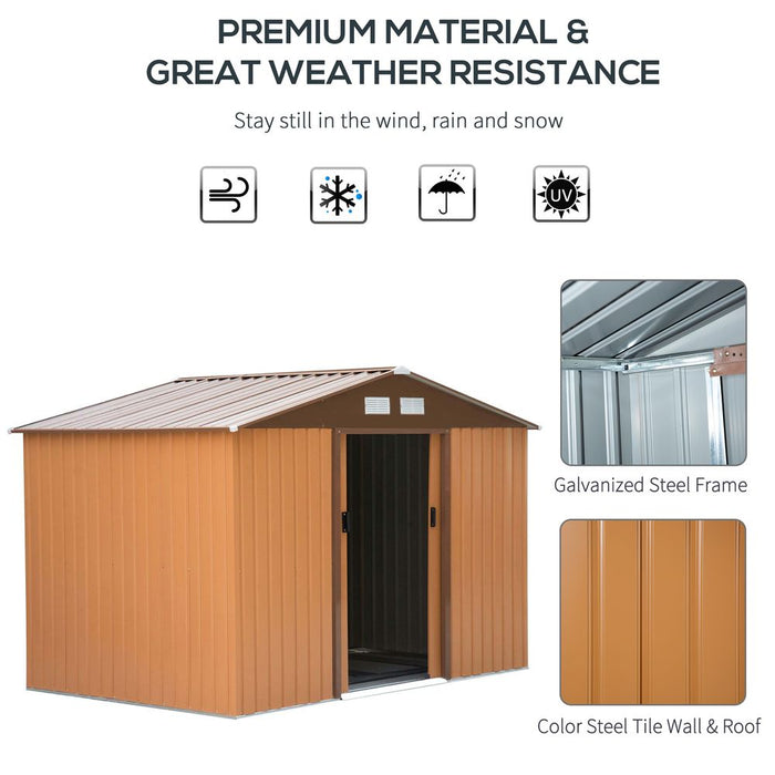 Lockable 9x6 ft Metal Shed - Khaki Storage Yard Container - High Quality