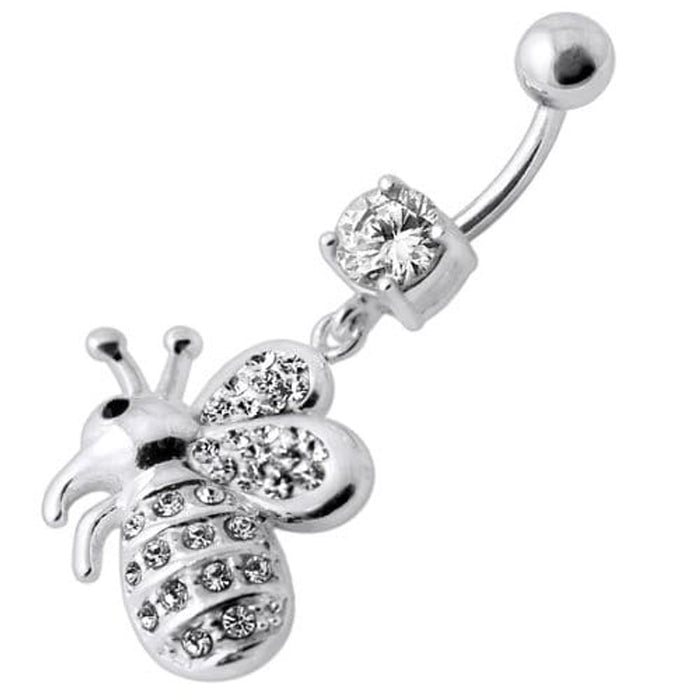 Fancy Jeweled Honey Bee Dangling Belly Ring