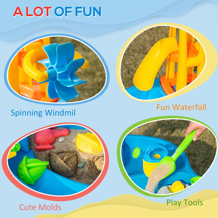 HOMCOM 2 in 1 Sand and Water Table, for 18+ Months, Kids Outdoor Beach Garden