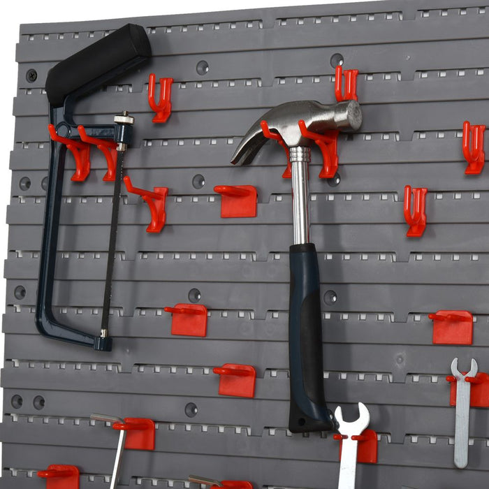 DURHAND PP Wall Mounted Garage Tool Organizer - Grey/Red