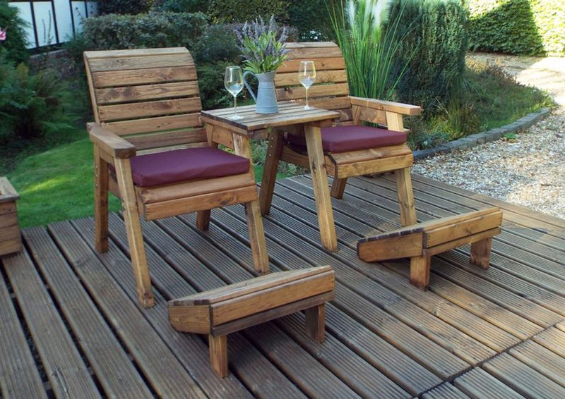 Charles Taylor Deluxe Lounger Set - Classic English Design, 2 Armchairs, Removable Tray & 2 Footstools, Made in Britain