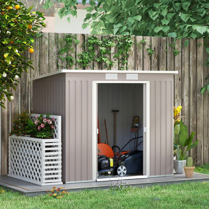 Outsunny 7 x 4ft Metal Garden Storage Shed w/ Double Door & Ventilation Grey