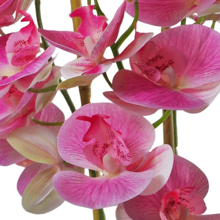 High-Quality 70cm Artificial Orchid Light Pink Black Ceramic Planter