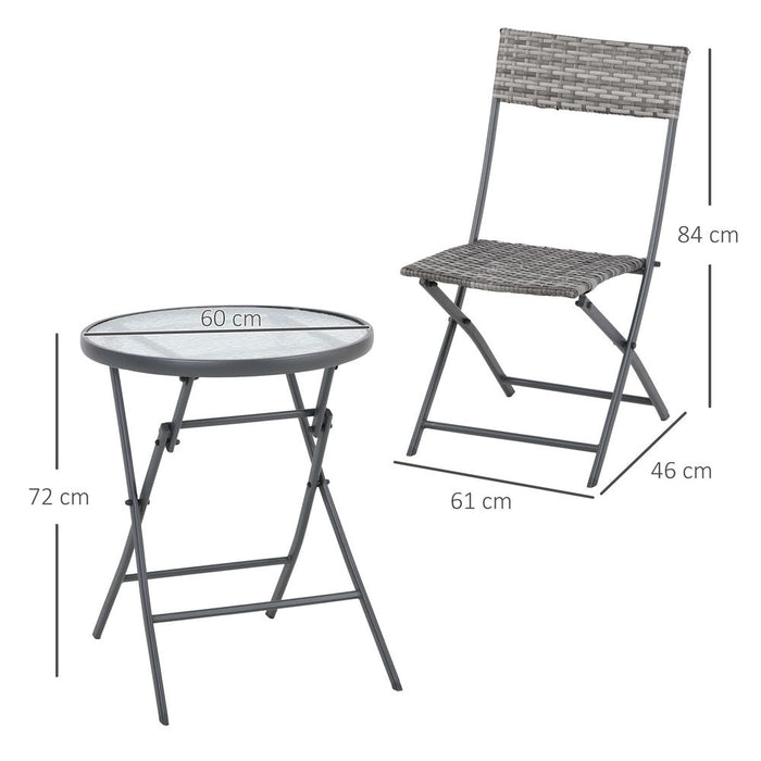 High-quality Foldable 3-Piece Patio Wicker Bistro Set - Outdoor Chair Set by Outsunny