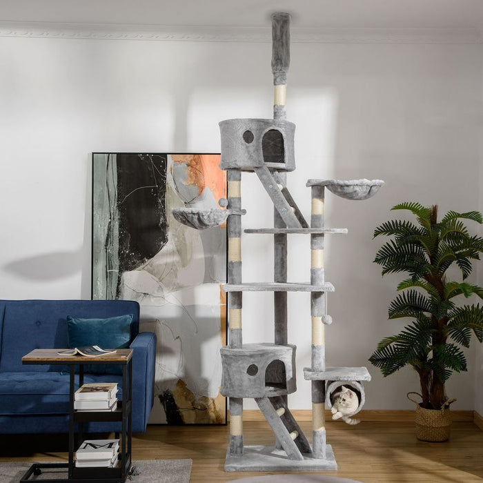 Premium 240-260cm Floor to Ceiling Cat Tree - Light Grey