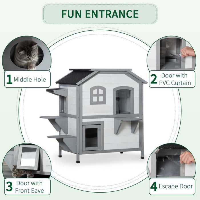 PawHut Kitten Condo - Openable Roof, Catio Enclosure, White