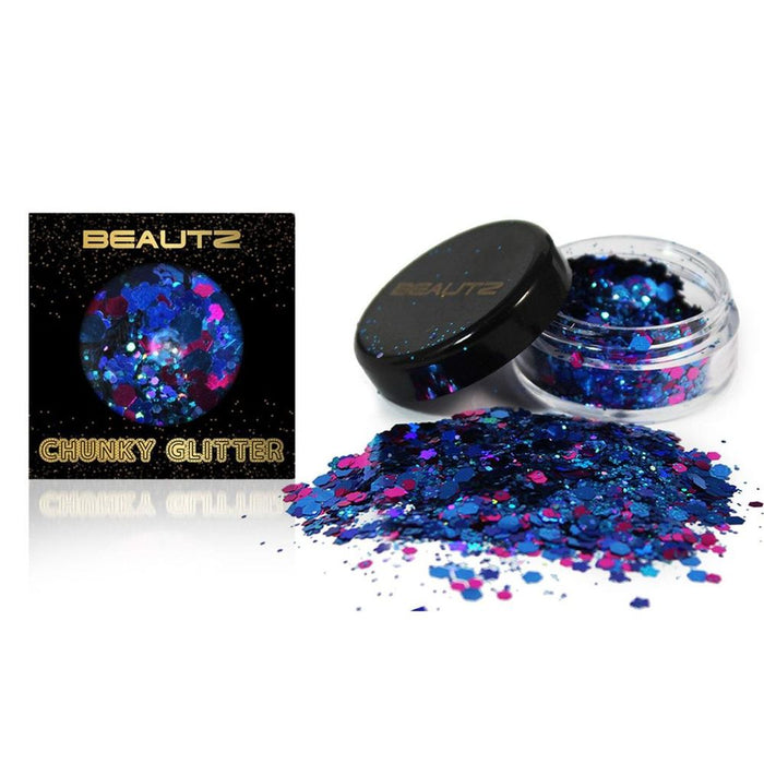 Beautz Chunky Glitter - 5 Varieties - 10ml Pot - 5g of Cosmetic Glitter - Mermaid