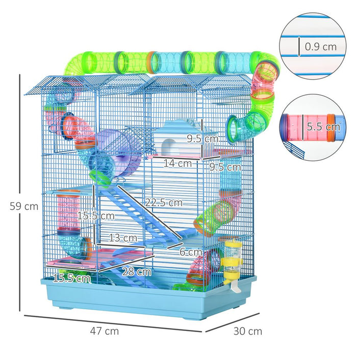 Ultimate Multi-Level Animal Cage Kit for Small Pets - Hammster Cage with Accessories by Pawhut