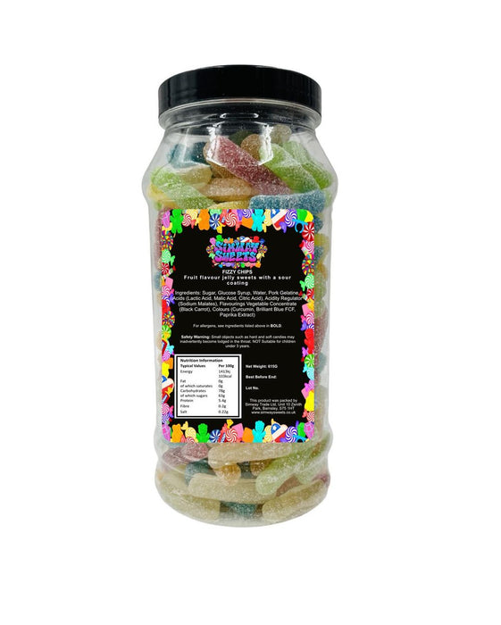 Fizzy Chips Fizzies Retro Sweets Gift Jar | Best Quality | Fast Shipping | Perfect Gift for All | 665g of Delight