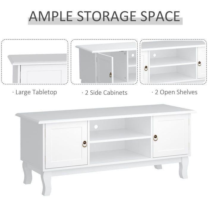 Modern TV Stand Unit – Elegant Ivory White Finish – Sturdy & Spacious – Perfect for Corners