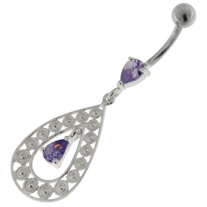 925 Sterling Silver Multi flowers in Tear Shape Belly Button Ring