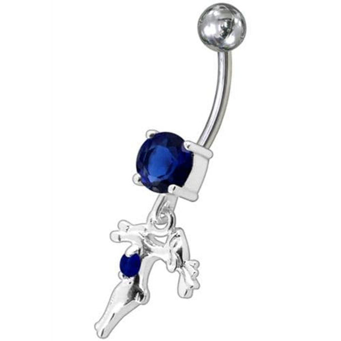 Fancy Jeweled With Single Stone Dangling Belly Ring