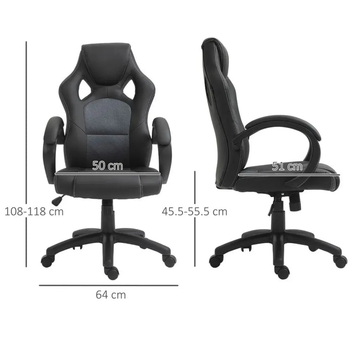 Executive Racing Swivel Gaming Office Chair PU Leather Computer Desk Chair Grey