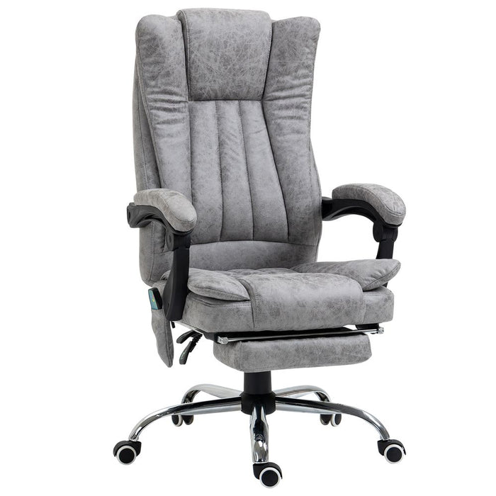 Ultimate Comfort 6-Point Vibrating Massage Office Chair | Grey | High-Quality Microfibre Upholstery