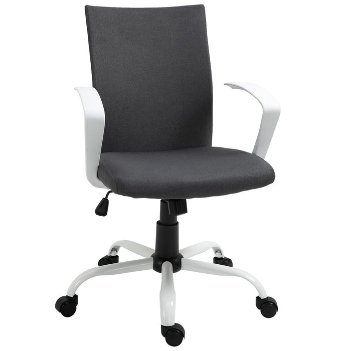 Dark Grey Linen Swivel Office Chair - Adjustable Height, Ergonomic, Comfortable - Home Study Task Chair