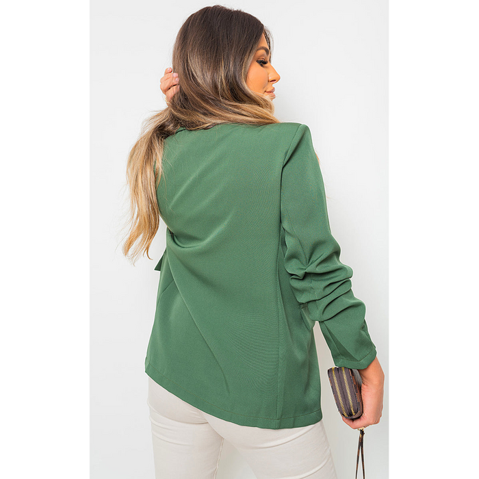 Sharp & Stylish Ruched Sleeve Casual Blazer with Side Pockets