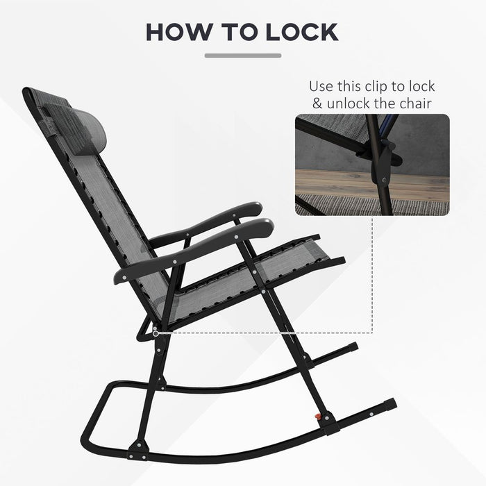 Premium Quality Outsunny Zero Gravity Rocking Chair - Foldable & Portable - Ideal for Outdoors - Grey