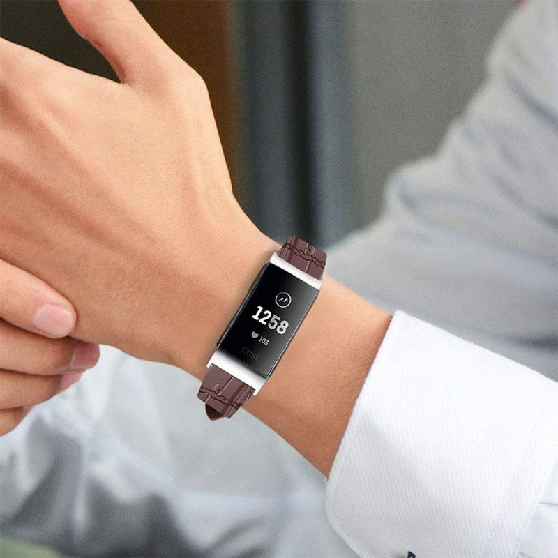 Premium Real Leather Watch Band for Fitbit Charge 3 - High Quality & Comfortable Brown Band - Professional Seller