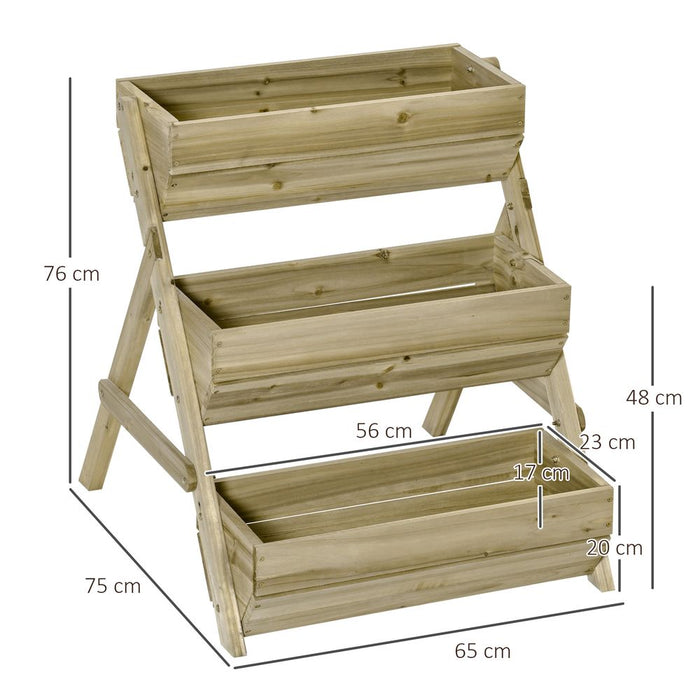 Premium Outsunny 3 Tier Raised Garden Bed Kit - Flower, Vegetable, Herb - 120x68x80cm - Green