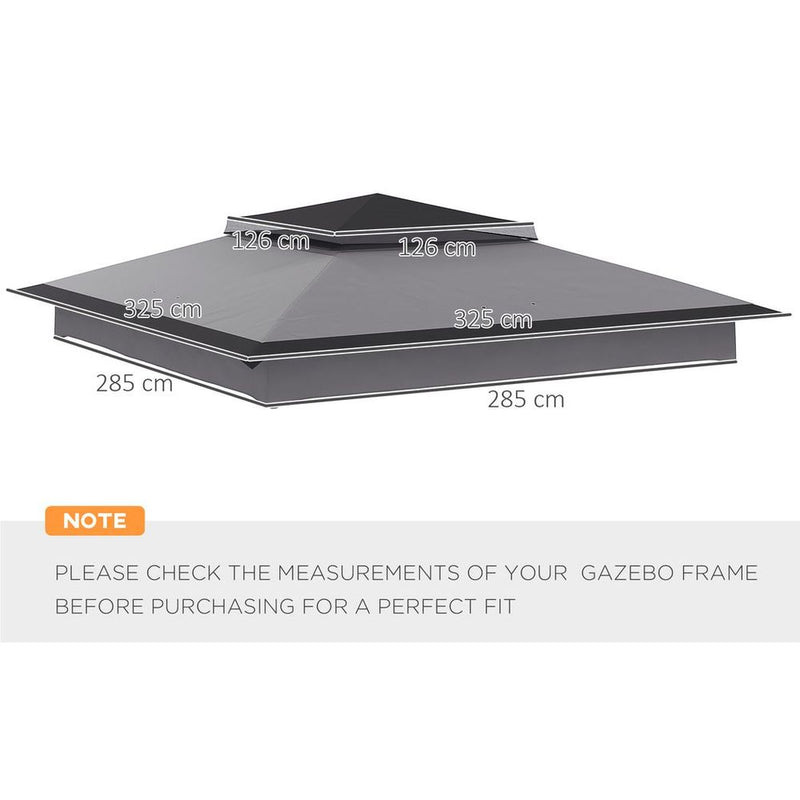 Gazebo Cover Replacement - 2-Tier Design, 30+ UV Protection, Grey - High Quality