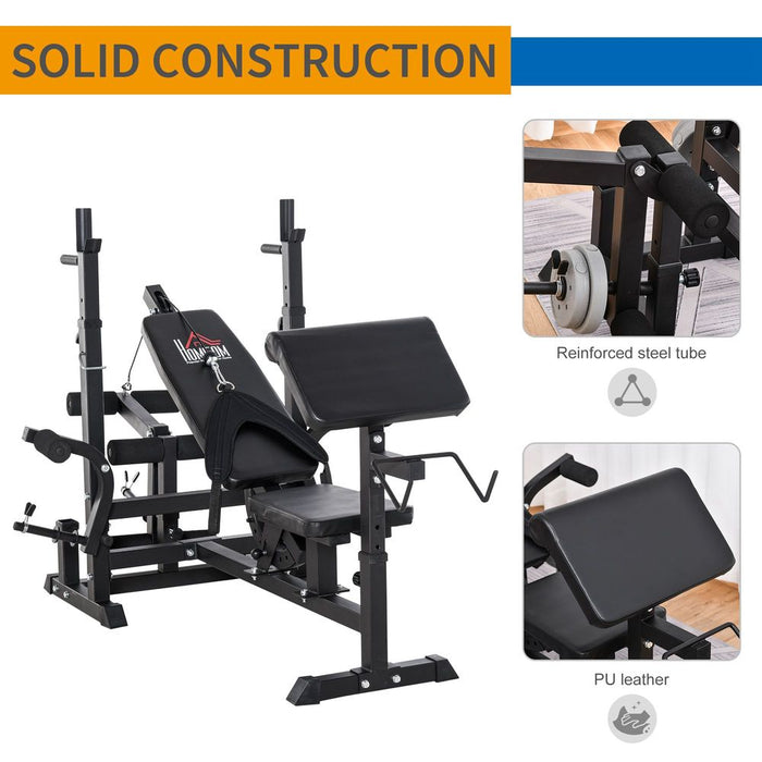 HOMCOM Multi-Exercise Weight Bench: Full-Body + Bench Press + Leg Extension