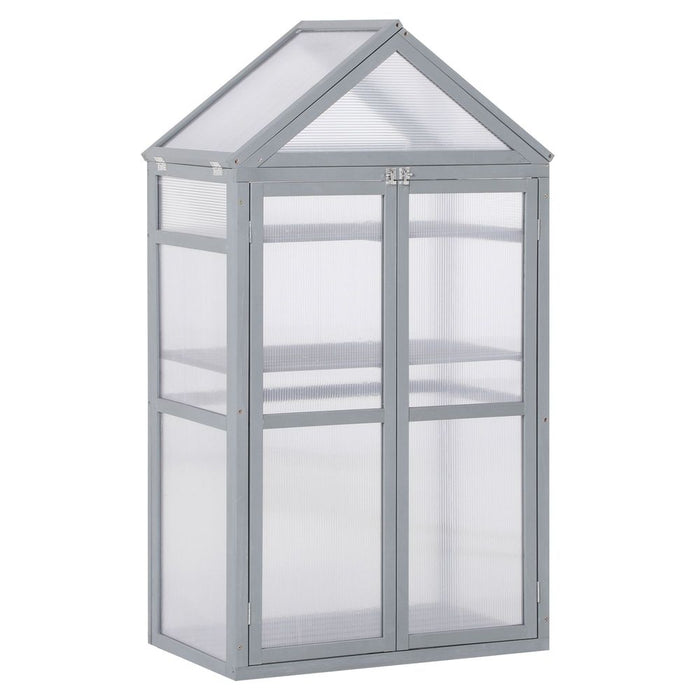 Outsunny Polycarbonate Cold Frame Greenhouse - Grow House for Flower Vegetables - Reliable Wood Frame - Max Light Transmission