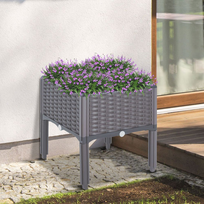 PP Raised Outdoor Garden Planter Box Brown