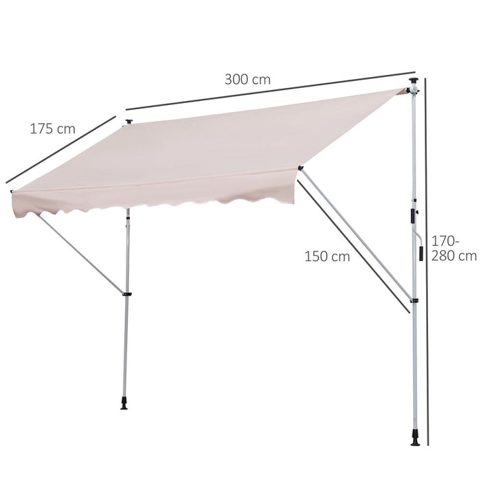 Adjustable Aluminium Frame Awning for Outdoor - 3x1.5m