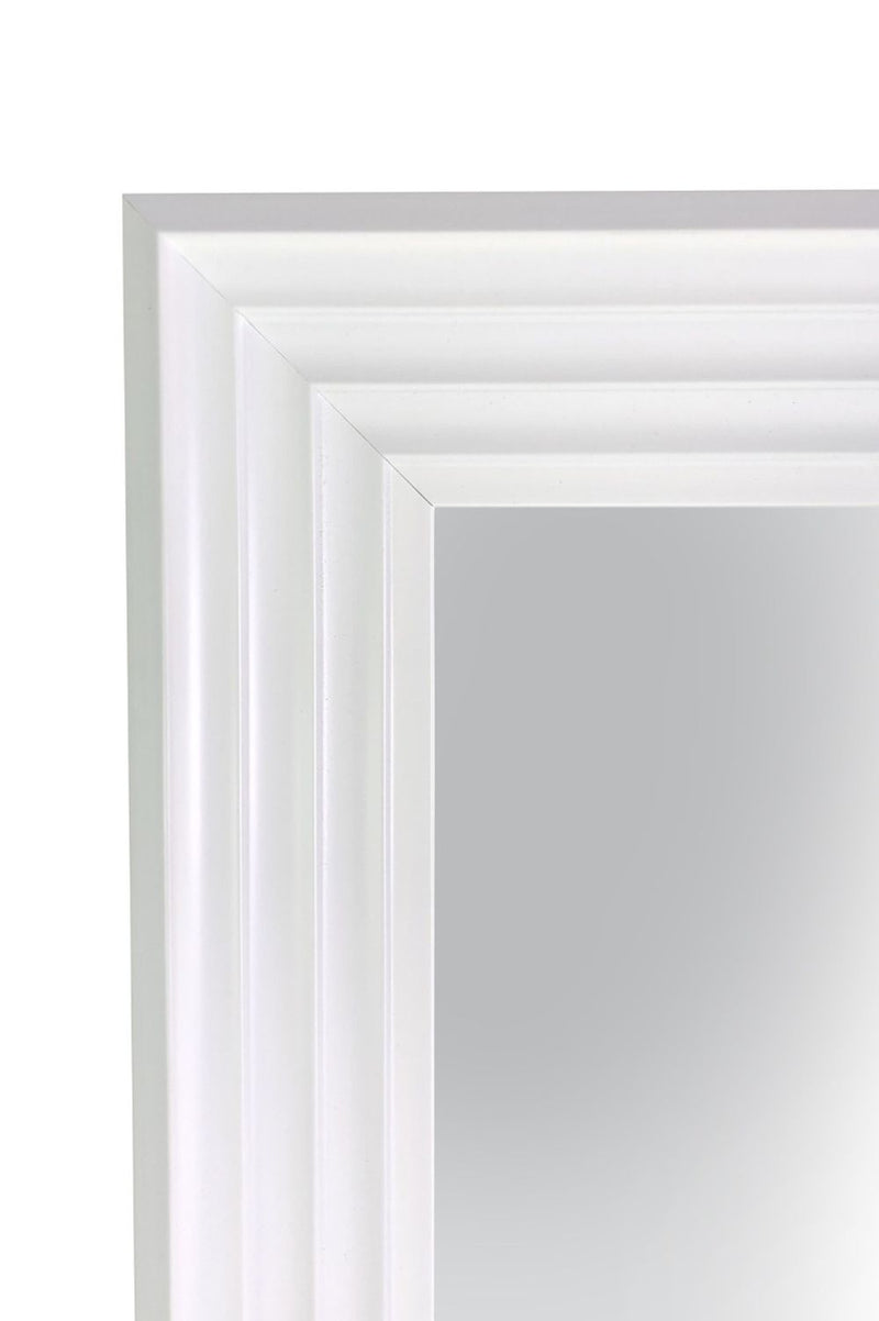 New Modern Bright White & Silver Layered Wall Mirror