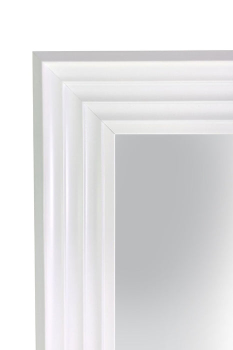 New Modern Bright White & Silver Layered Wall Mirror