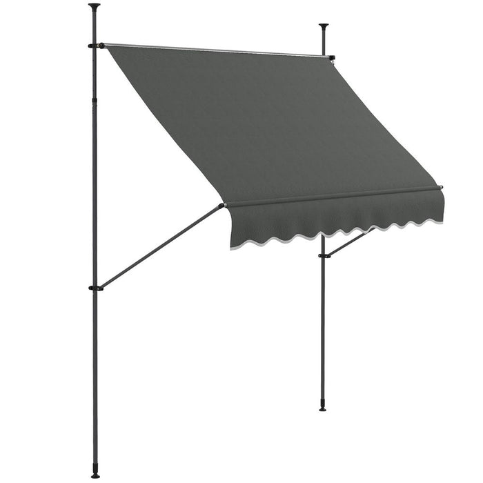 Outsunny 2.5x1.2m Retractable Awning - Non-Screw Garden Shelter for Outdoor Space - Adjustable & Strong Structure