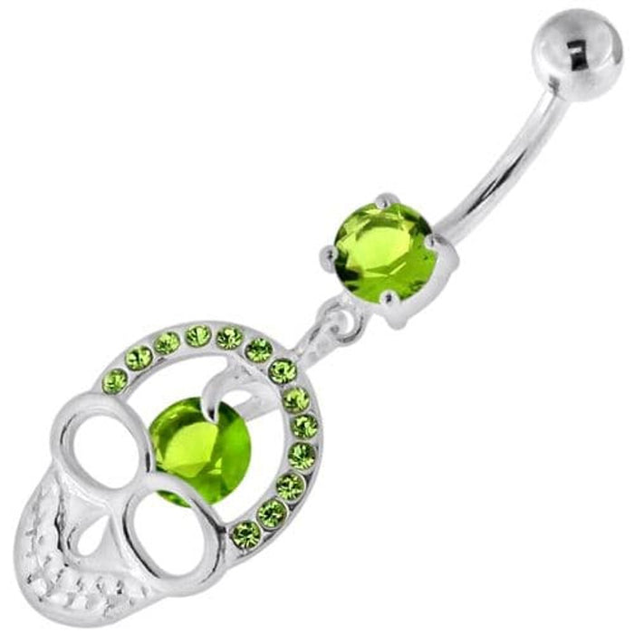 Jeweled Skull with center Stone Navel Belly Piercing