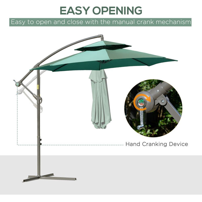 Stylish 2.7m Banana Parasol Cantilever Umbrella - Green