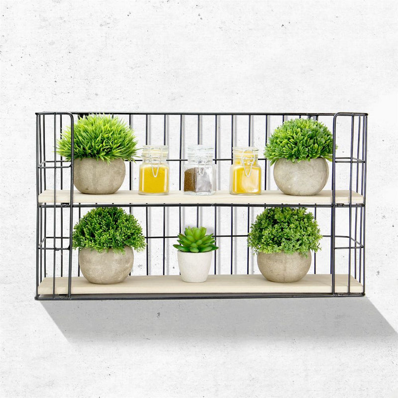 2 Tier Rectangular Floating Shelf | M&W | Stylish Industrial Decor | Rustic & Modern Home | Easy Install | Declutter Space