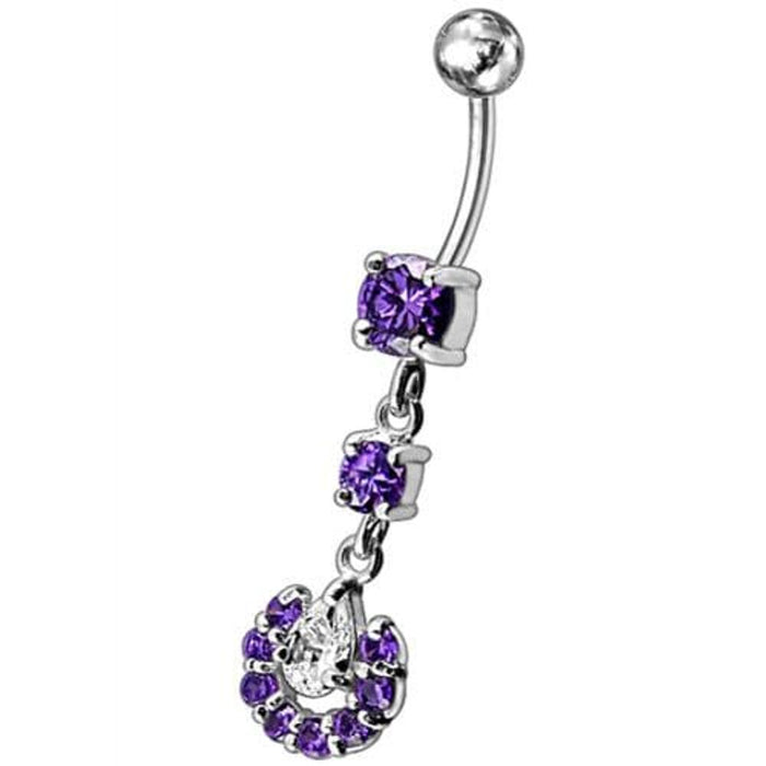 Fancy flowered Silver Dangling Navel Ring