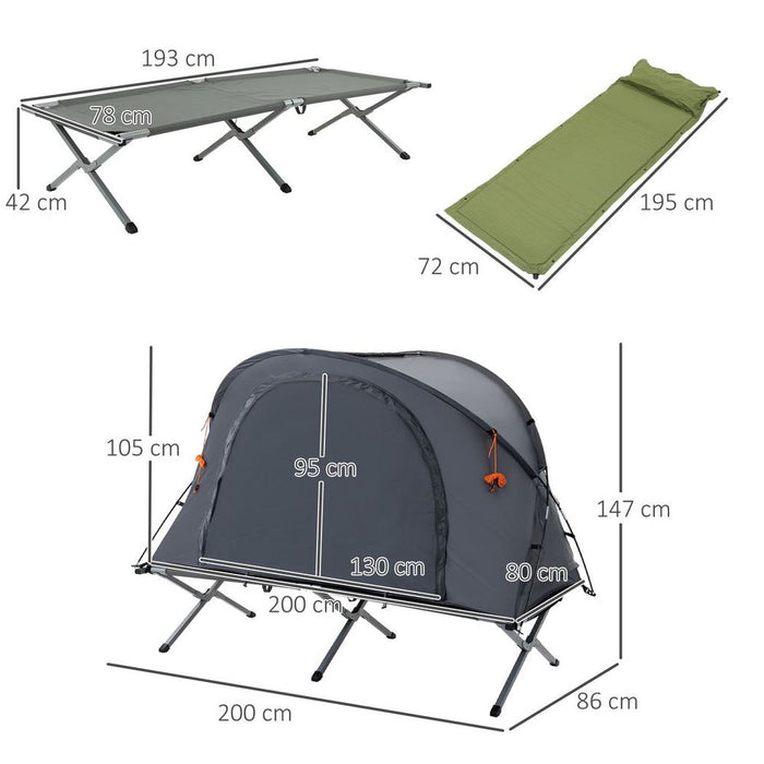 Outsunny Camping Tent Cot w/ Self-Inflating Air Mattress | Carry Bag - Comfort & Convenience!