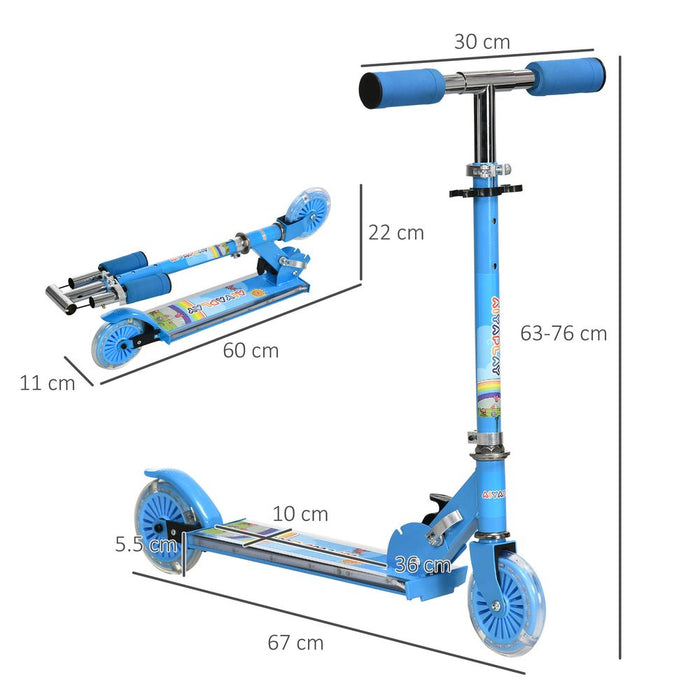 Ultra-Fun Kids' Scooter with Lights, Music, Adjustable Height - Blue