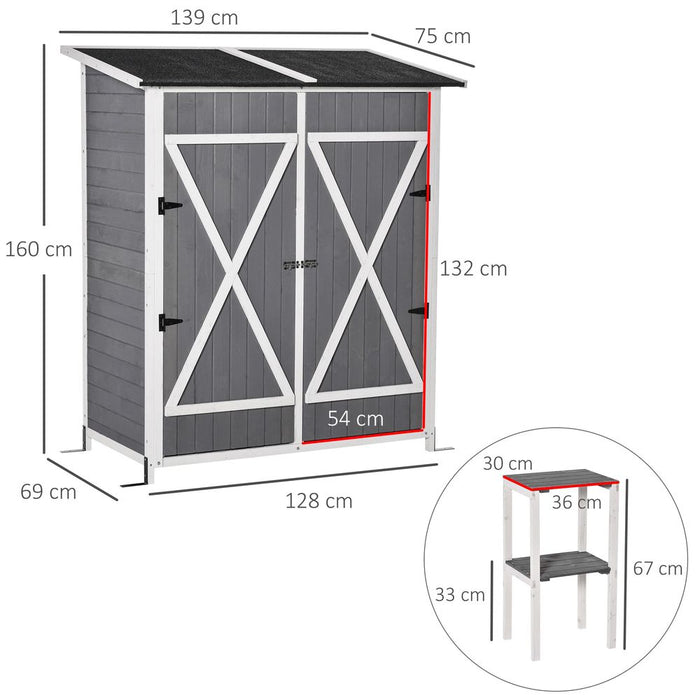 Premium Garden Wood Storage Shed & Table - High-Quality, Asphalt Roof, Tool Organizer