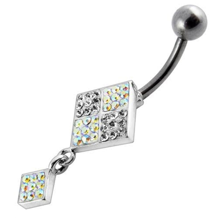 Silver Fancy Dangling Banana bar Navel Belly Ring