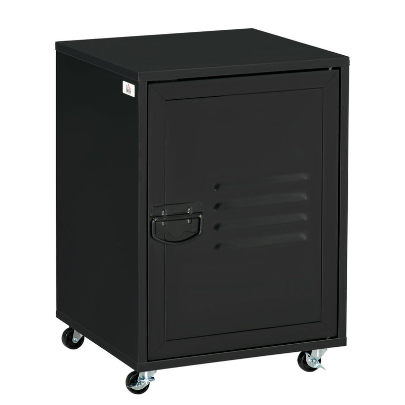 Industrial Bedside Table, Rolling End Side Table, Mobile Storage Cabinet - High Quality, Easy Assembly - Black - Free Shipping!