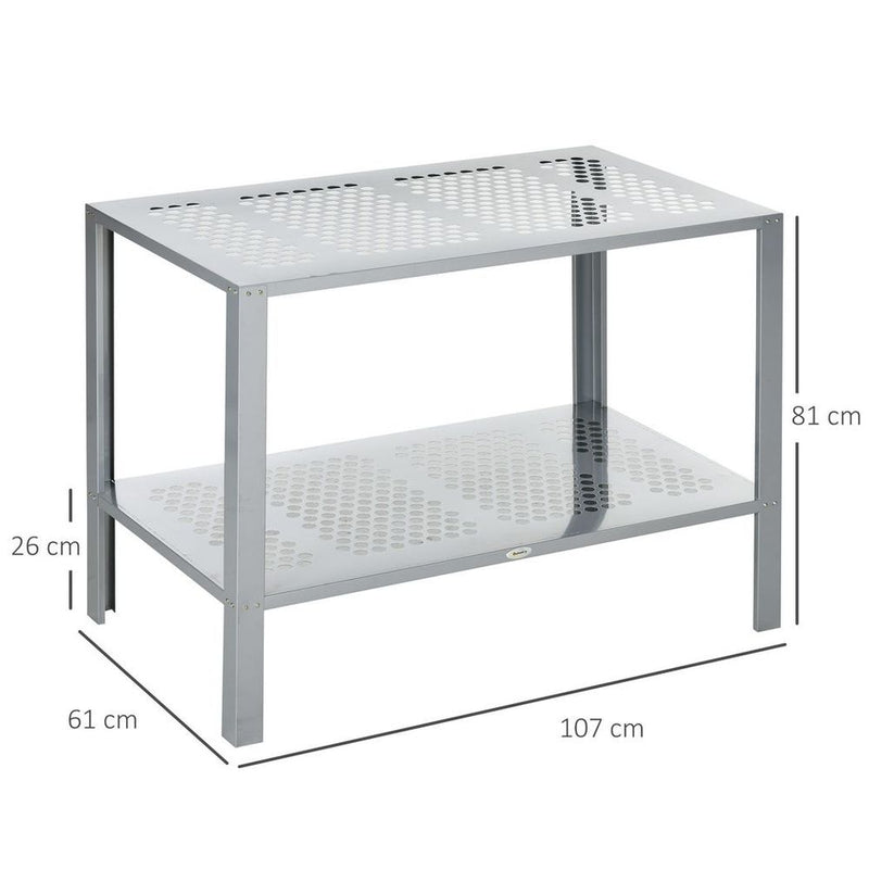 Outsunny 2-Tier Steel Plant Stand - Stylish Patio Organizer & Display Shelf
