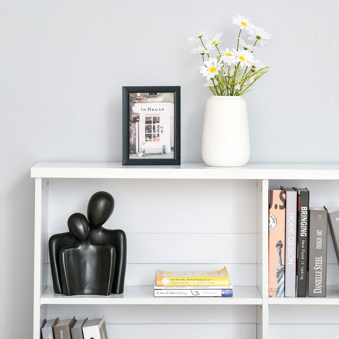 Simple Modern 4-Compartment Low Bookcase - Cube Display Office Shelf