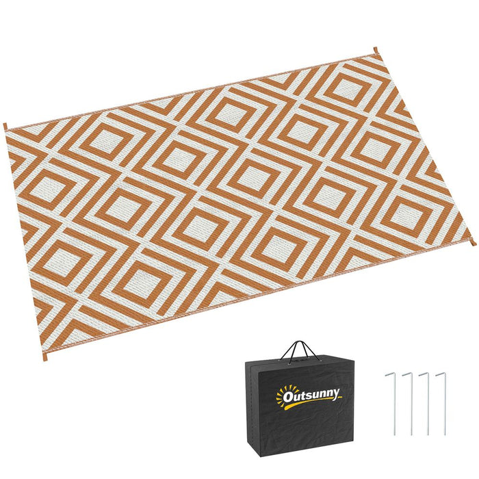 Reversible Outdoor Rug 182x274cm + Carry Bag for Camping, Beach, RV - Waterproof Brown