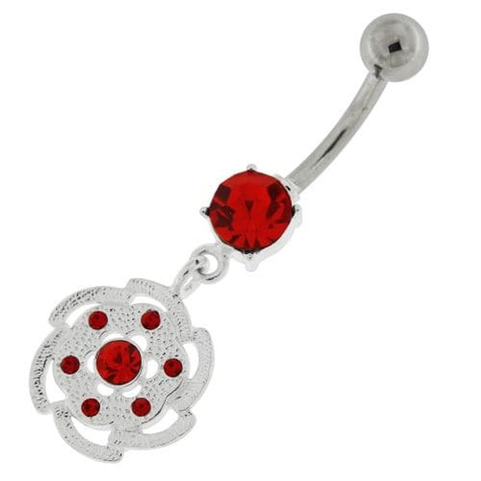 Swirl Flower Dangling Navel Belly Button Ring