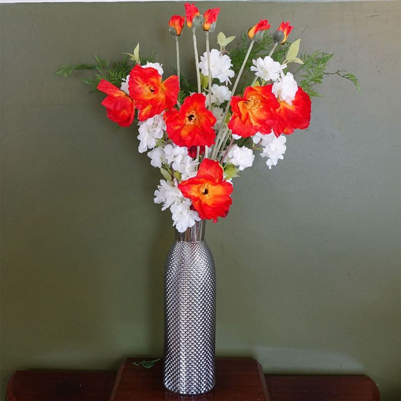 Premium Hand-Finished Smoke Grey Diamond Tall Glass Vase