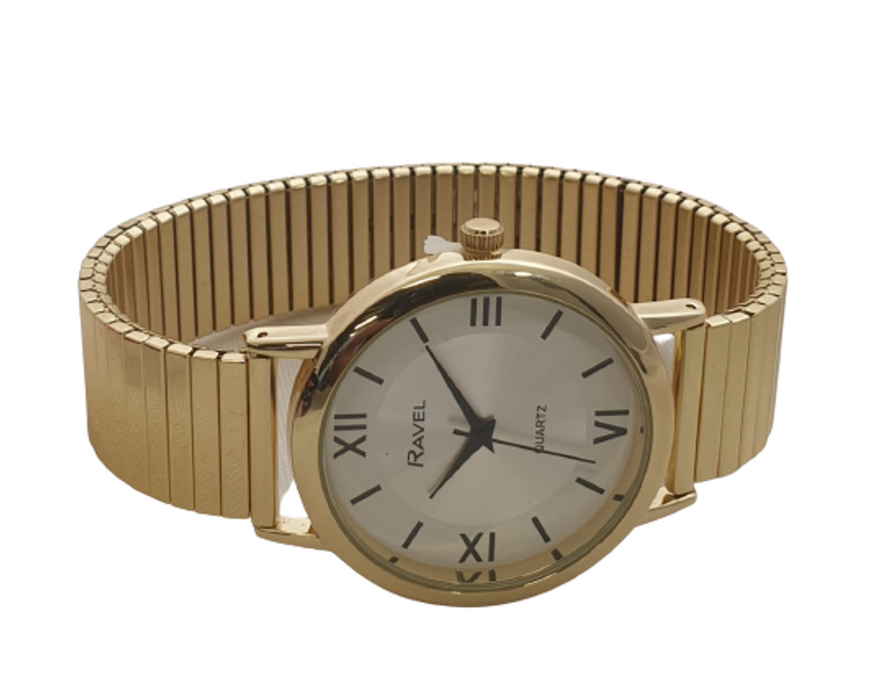 Ravel Mens Traditional Roman Numeral Gold Bracelet Watch R0208.44.1