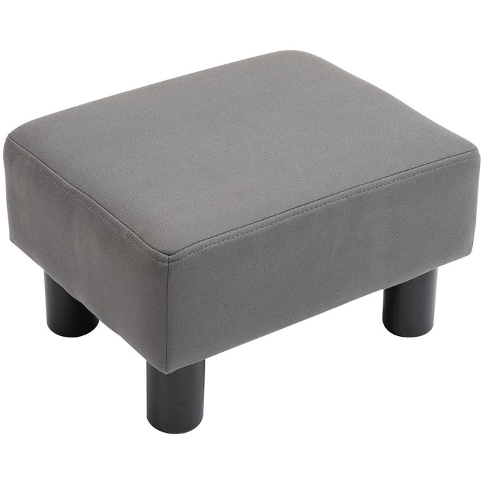 Stylish Small Grey Ottoman Footrest Seat Chair - PU Leather - Home Office - High Quality