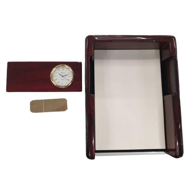 Handcrafted Solid Wood Notepad Holder & Clock Combo - Limited Stock!