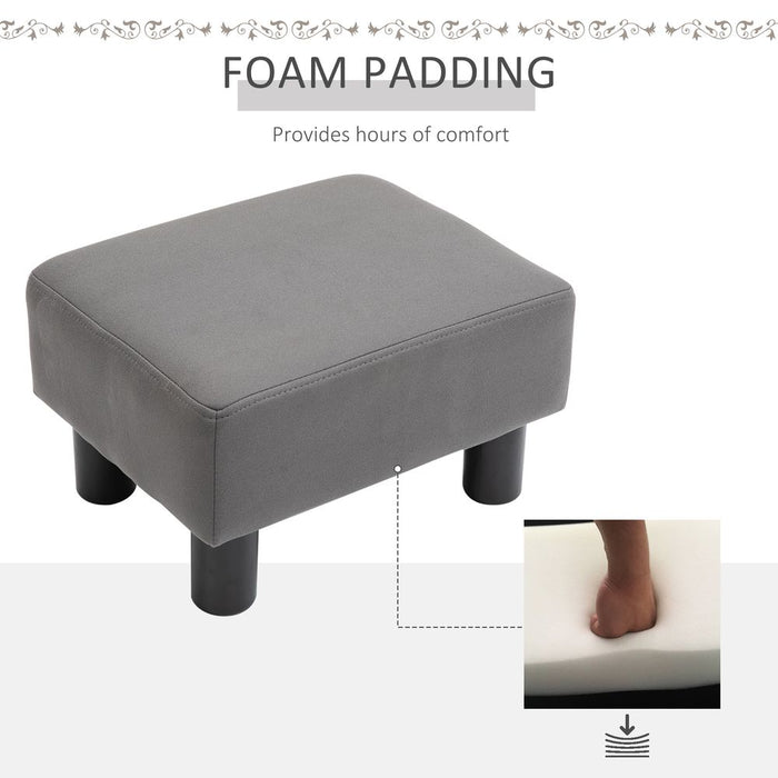 Stylish Small Grey Ottoman Footrest Seat Chair - PU Leather - Home Office - High Quality