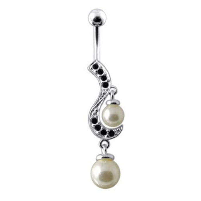 Fancy Centered PEARL Jeweled Dangling Navel Body Ring